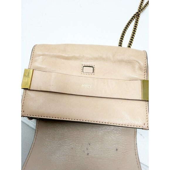 Chloé Elle Mini Leather Shoulder Bag Chain Strap Gold Tone Hardware Pink - Picture 3 of 10